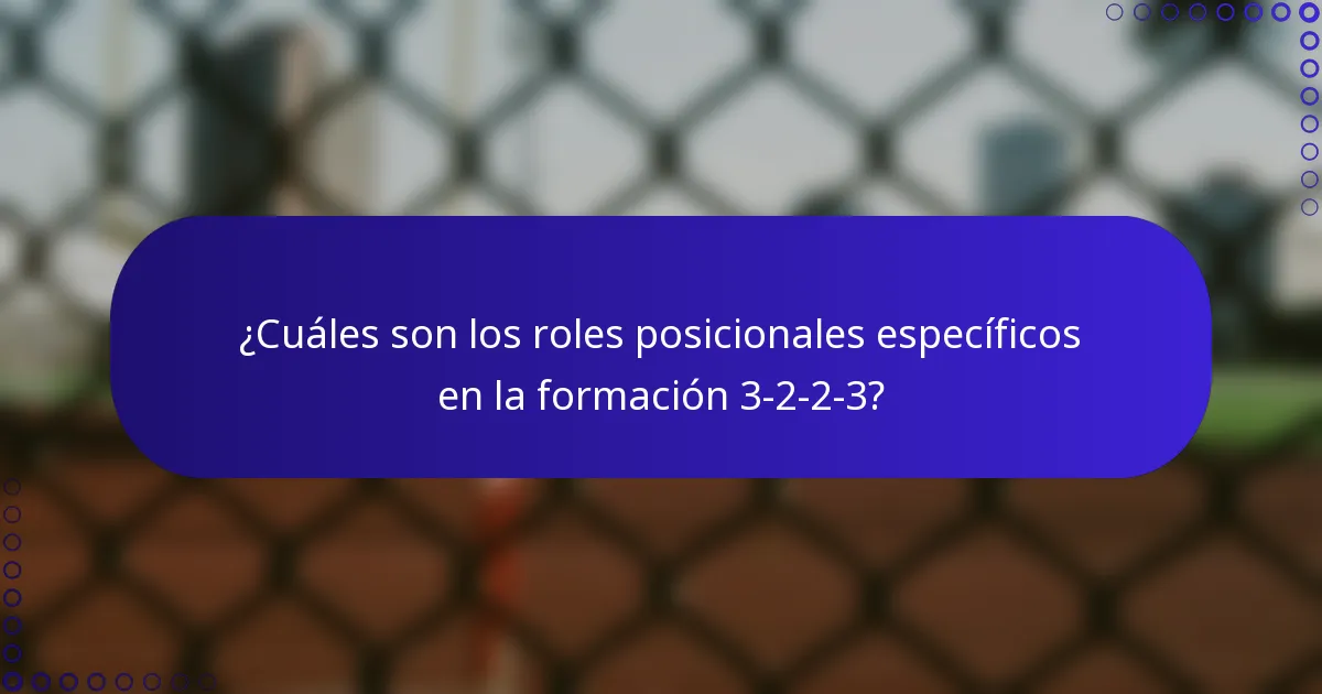¿Cuáles son los roles posicionales específicos en la formación 3-2-2-3?