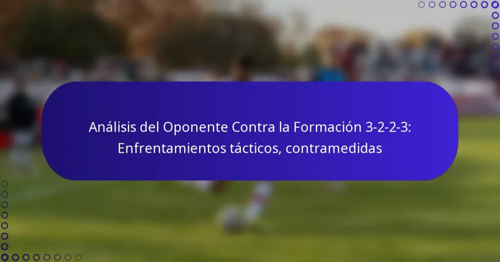 Análisis del Oponente Contra la Formación 3-2-2-3: Enfrentamientos tácticos, contramedidas