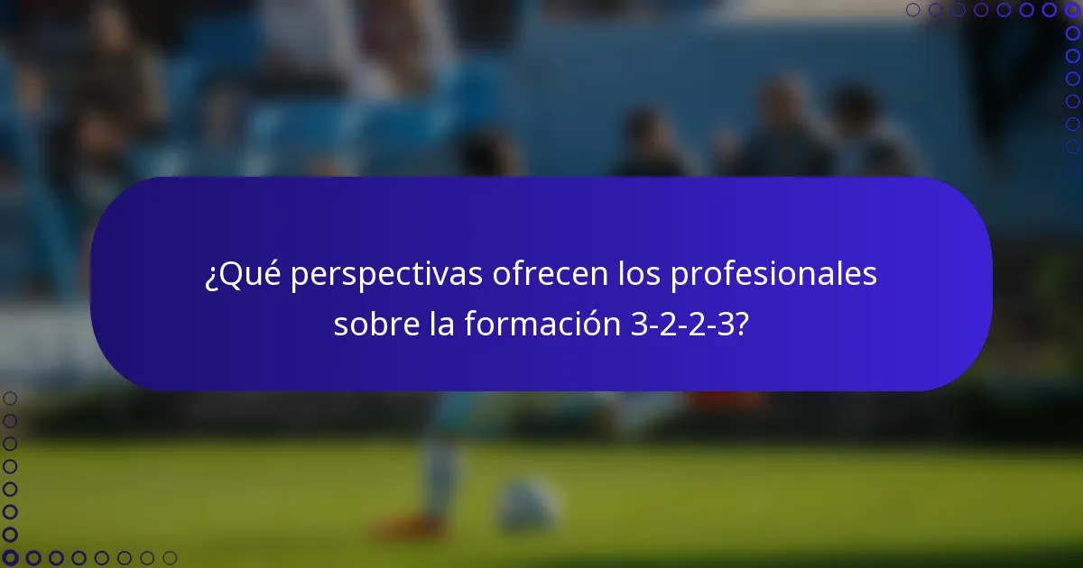 ¿Qué perspectivas ofrecen los profesionales sobre la formación 3-2-2-3?
