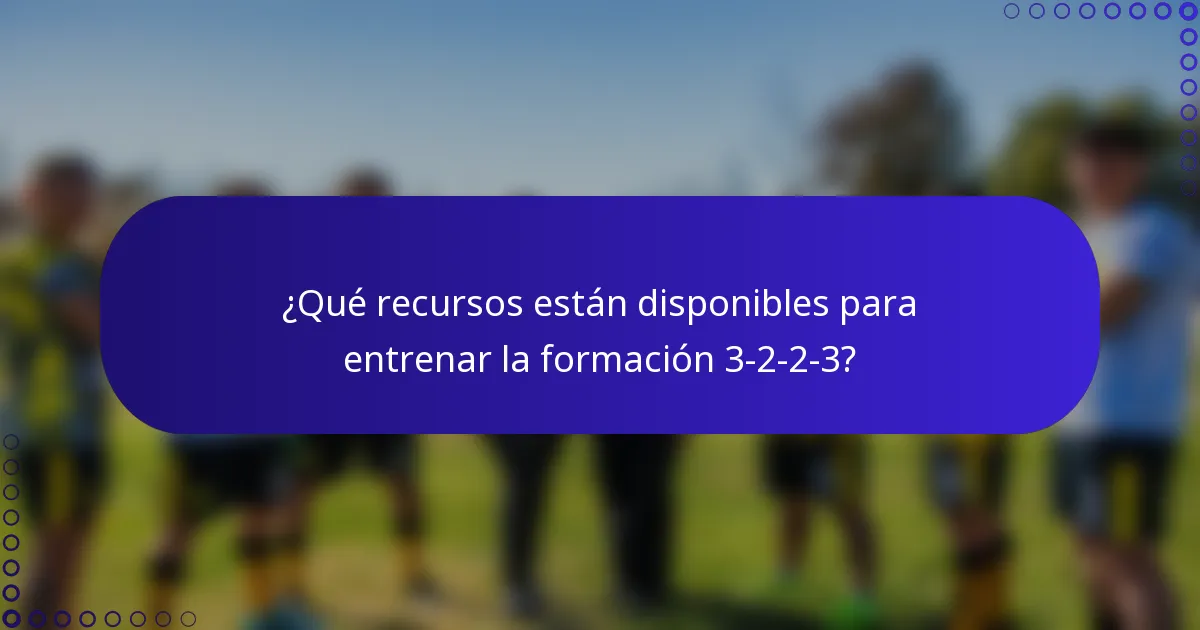 ¿Qué recursos están disponibles para entrenar la formación 3-2-2-3?